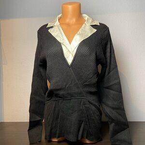 Alfani Layered Look Knit and Silk Top (H20)